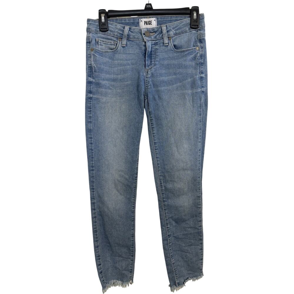 Paige Kylie Crop Alexi Distressed Light Wash Denim Jeans Size 26 Raw Hem WJ850